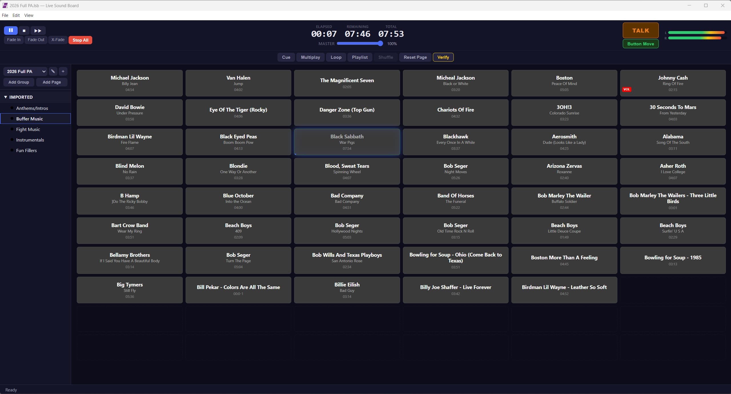 Live Sound Board interface