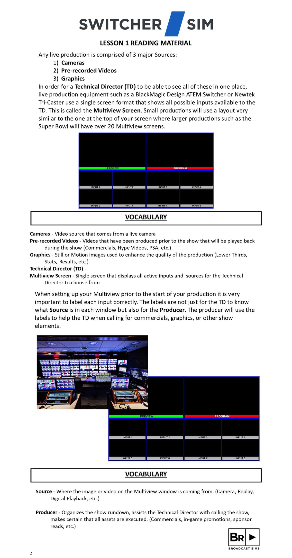 SwitcherSIM Lesson 1 - Reading Material and Vocabulary